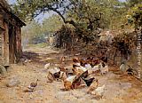 Ernst Walbourn Chickens in a Farmyard painting